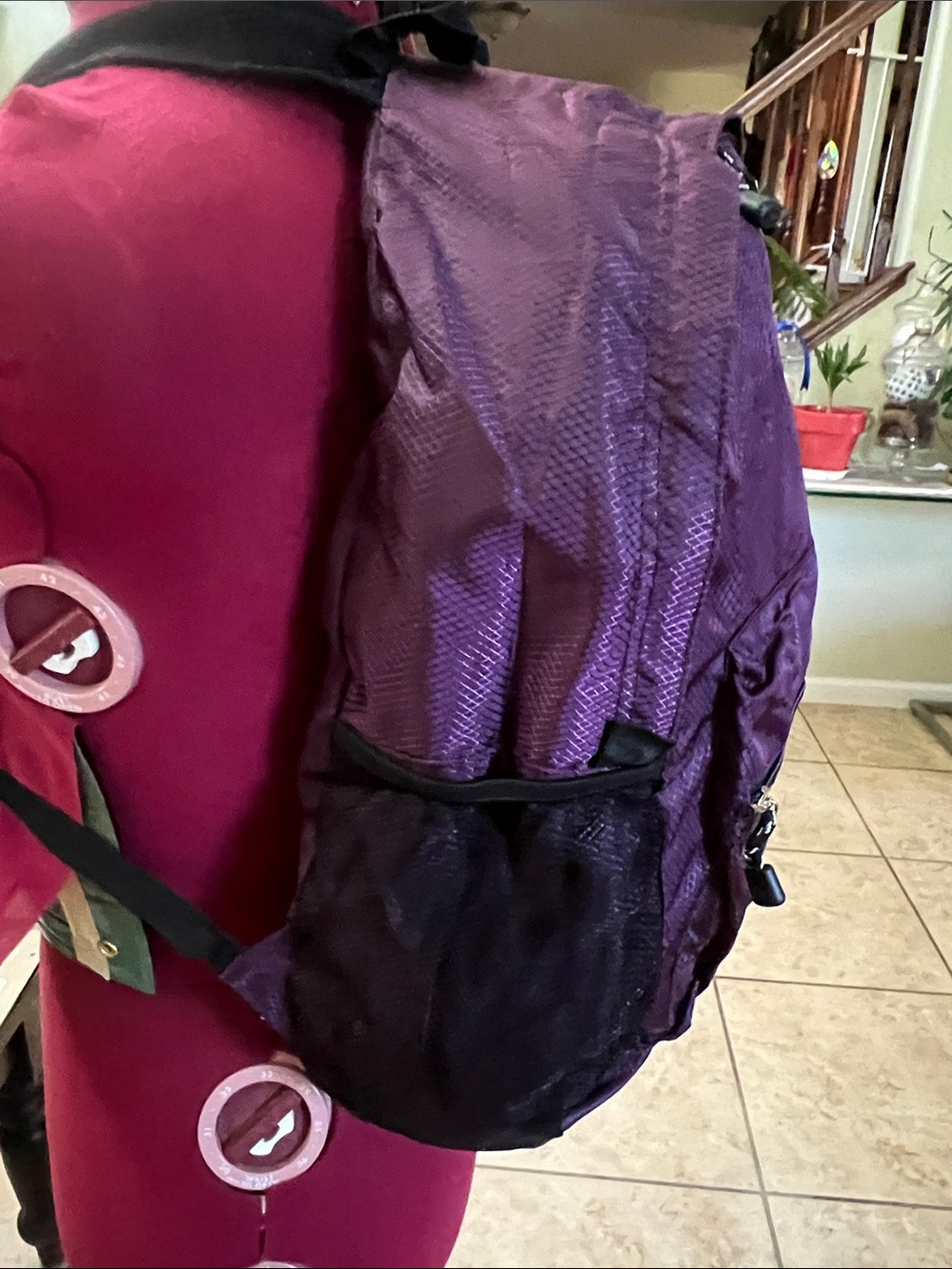 The North Face Purple Daypack Packable Backpack lightweight with Mesh Side Pocke - Picture 3 of 9
